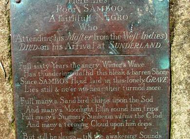Sambo's gravestone at Sunderland Point